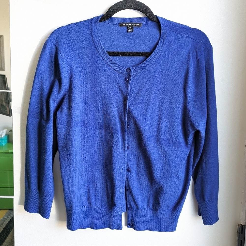 Blue cardigan sweater